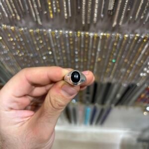 Gümüş siyah onix taşı erkek yüzük