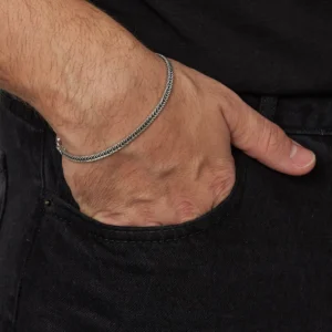 3mm Yassı Tilki Kuyruğu 925 Ayar Gümüş Erkek Bileklik