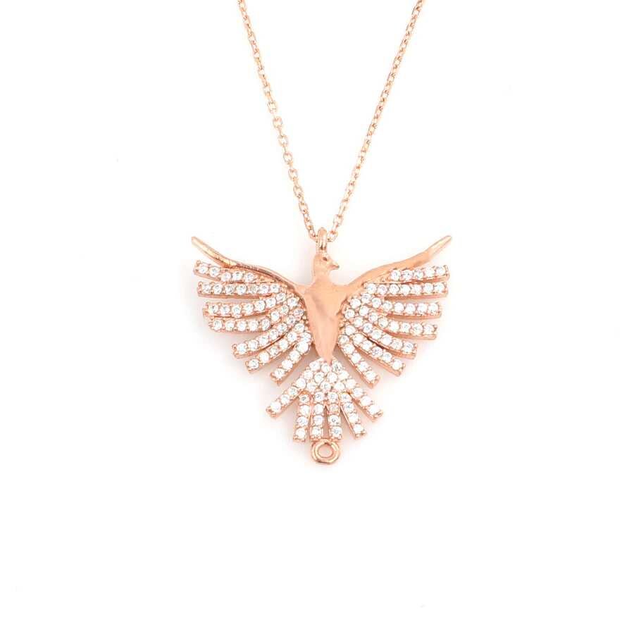 925 Ayar Gümüş Taşlı Zümrüdü Anka Kolye - Görsel 3