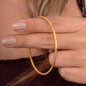 Altın Kaplama Çizgili 925 Ayar Gümüş Kadın Ajda Bilezik