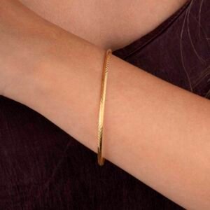 Altın Kaplama Desenli 925 Ayar Gümüş Kadın Ajda Bilezik