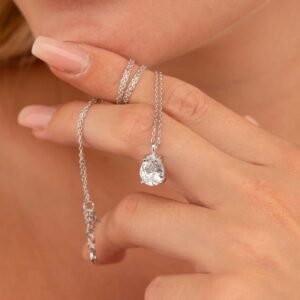 Damla Motifli Gümüş Kolye