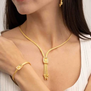 Hasır Dorika Altın Kaplama Elişi 925 Ayar Gümüş Set