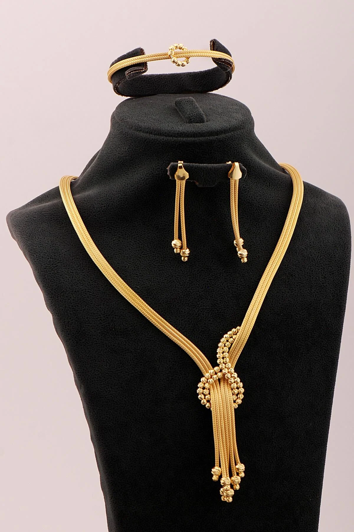 Hasır Dorika Altın Kaplama Tasarım Elişi 925 Ayar Gümüş Set - Görsel 4