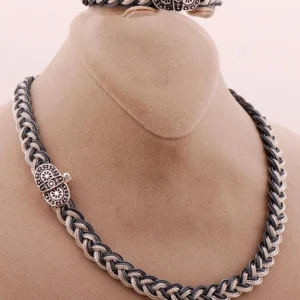 Hasır Örgü Telkari Anadolu Motifli Gümüş Set