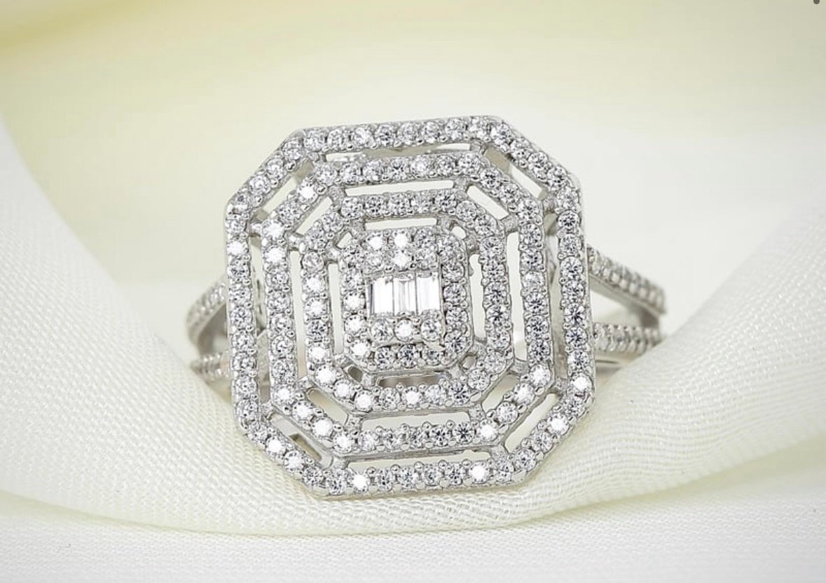 Gümüş baget yüzük - Görsel 4