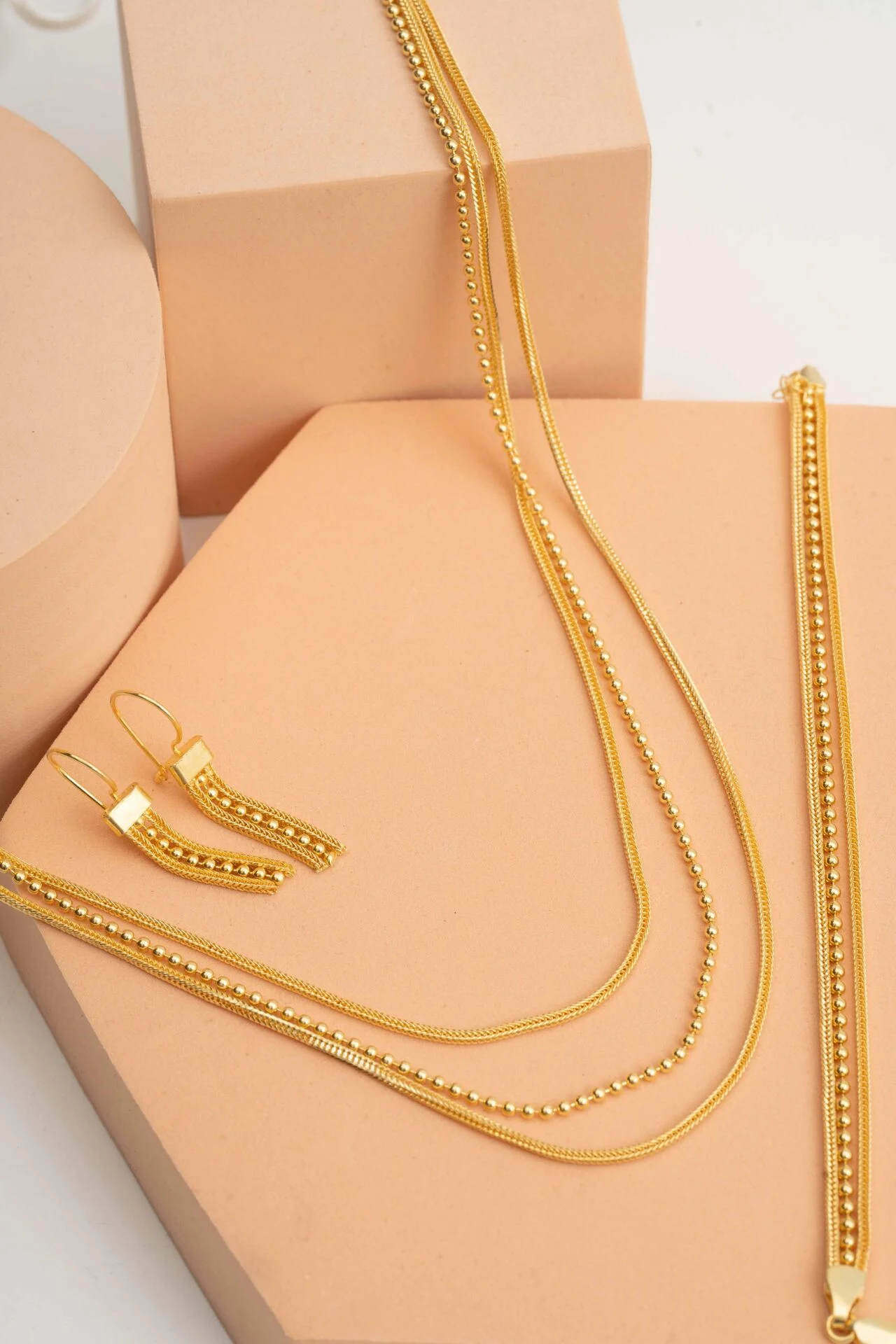 Midyat Hasırı Tasarım Elişi Altın Kaplama Gümüş Set - Görsel 3