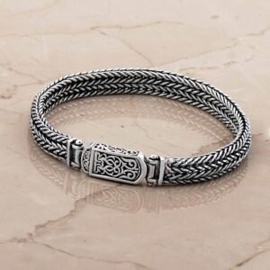 Örgü Elişi 925 Ayar Gümüş Erkek Bileklik
