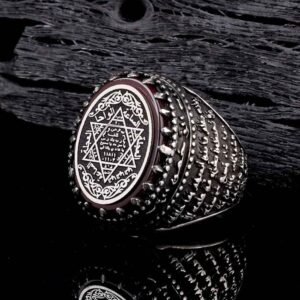 Özel Tasarım Mühr-ü Süleyman Gümüş Yüzük