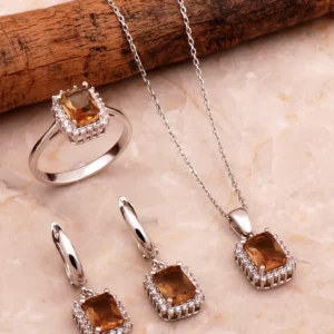 Renk Değiştiren Zultanit Taşlı Rodyumlu Baget Gümüş Set