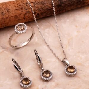 Renk Değiştiren Zultanit Taşlı Rodyumlu Gümüş Mini Set