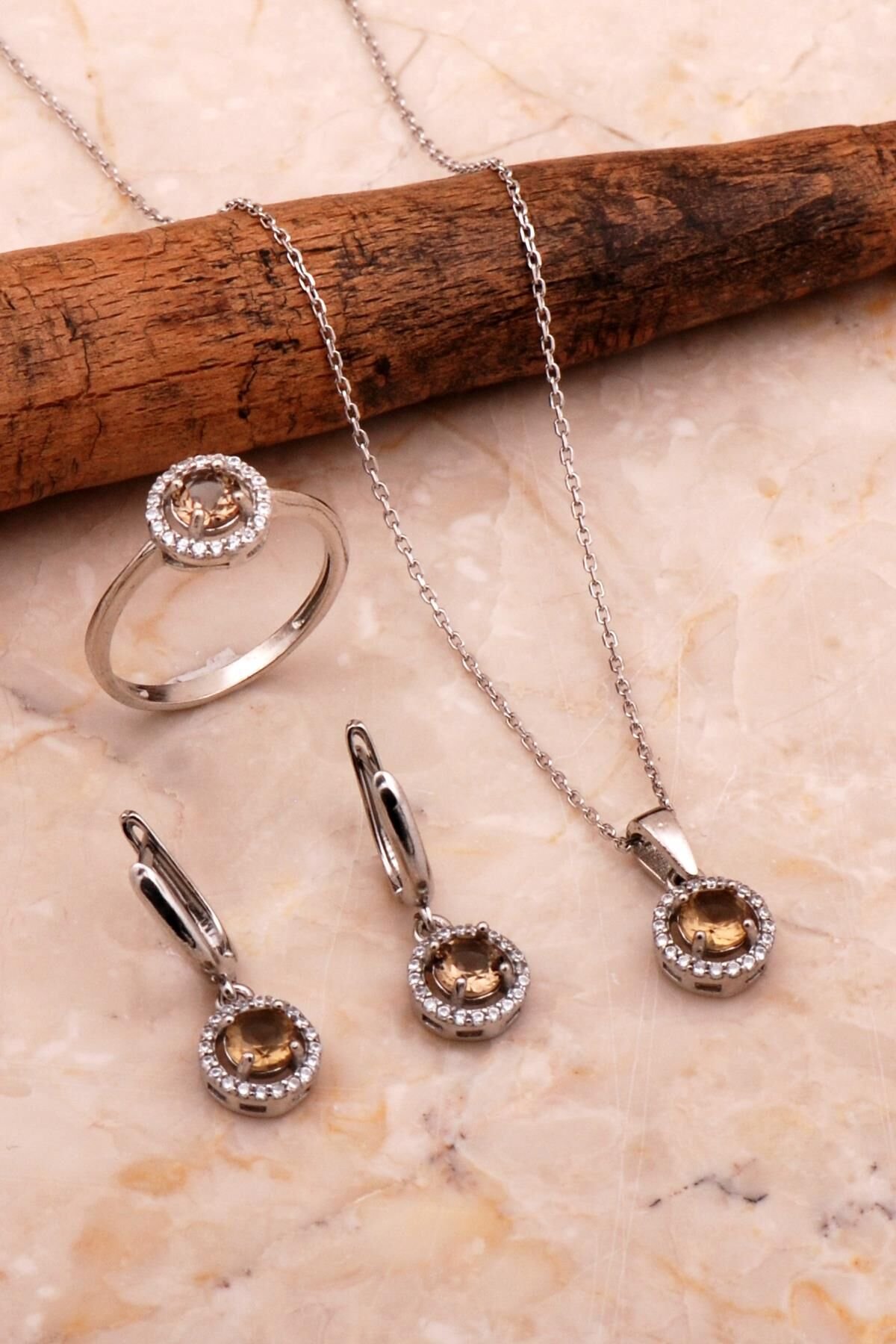 Renk Değiştiren Zultanit Taşlı Rodyumlu Gümüş Mini Set