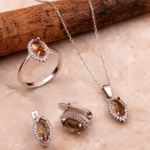Renk Değiştiren Zultanit Taşlı Rodyumlu Mekik Gümüş Set