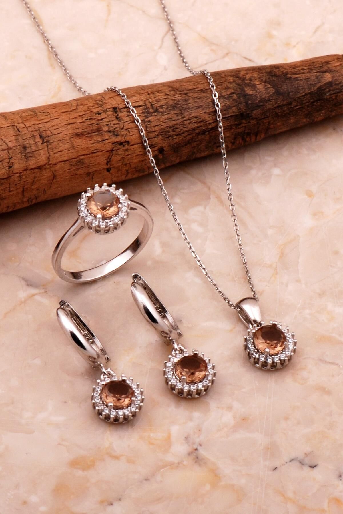 Renk Değiştiren Zultanit Taşlı Rodyumlu Mini Gümüş Set