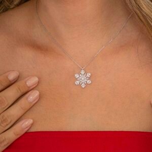 Rodyum Kaplama Baget Taşlı Kartanesi Gümüş Kolye