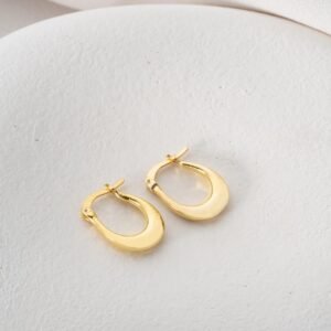 925 Ayar Gümüş Gold Rengi Sade U Şeklinde Şarnel Küpe